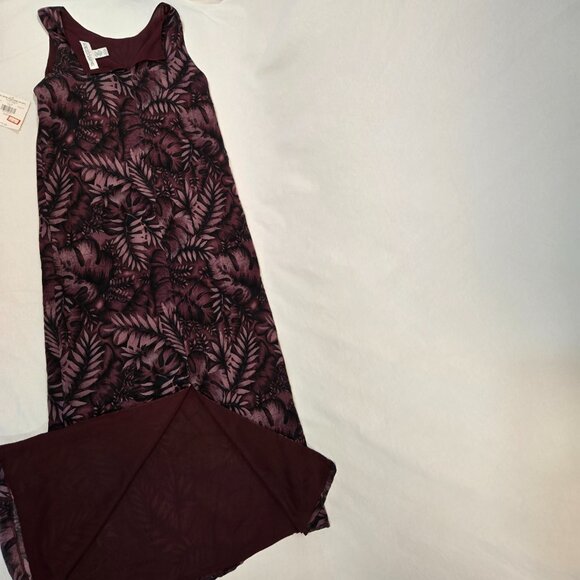 VINTAGE Out of Stock NEW WITH TAG Y2K Red Wine Leaf Print SILK Maxi Dress Size 6 - Picture 7 of 17